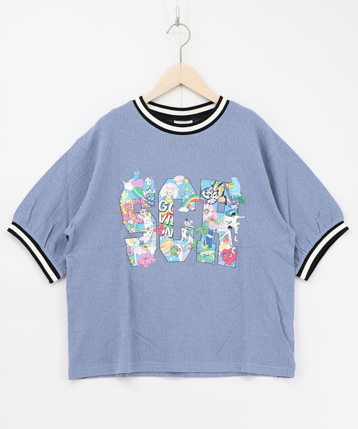 161648：カラフルポップ柄ローズジャガードTシャツの通販-ScoLar