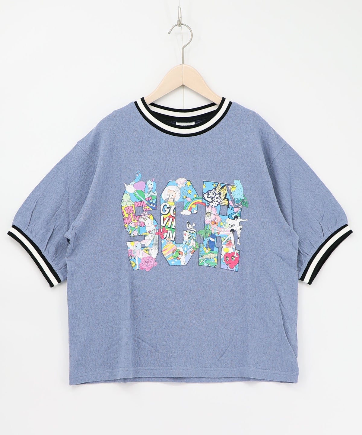 カラフルポップ柄ローズジャガードTシャツ-12