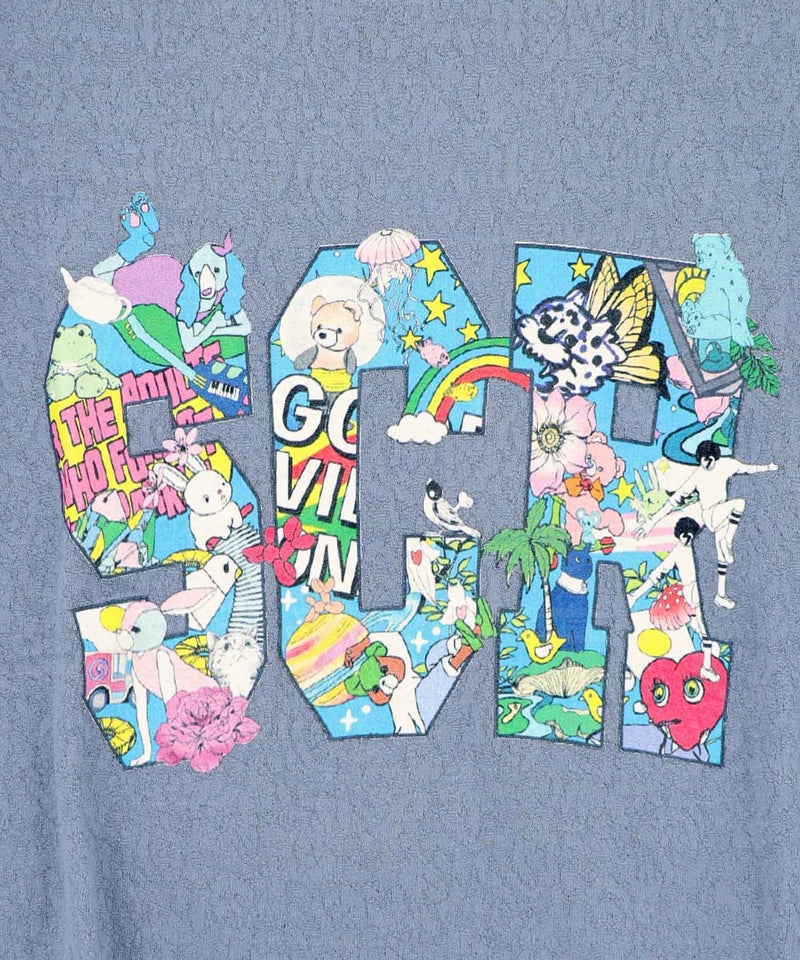 カラフルポップ柄ローズジャガードTシャツ-13