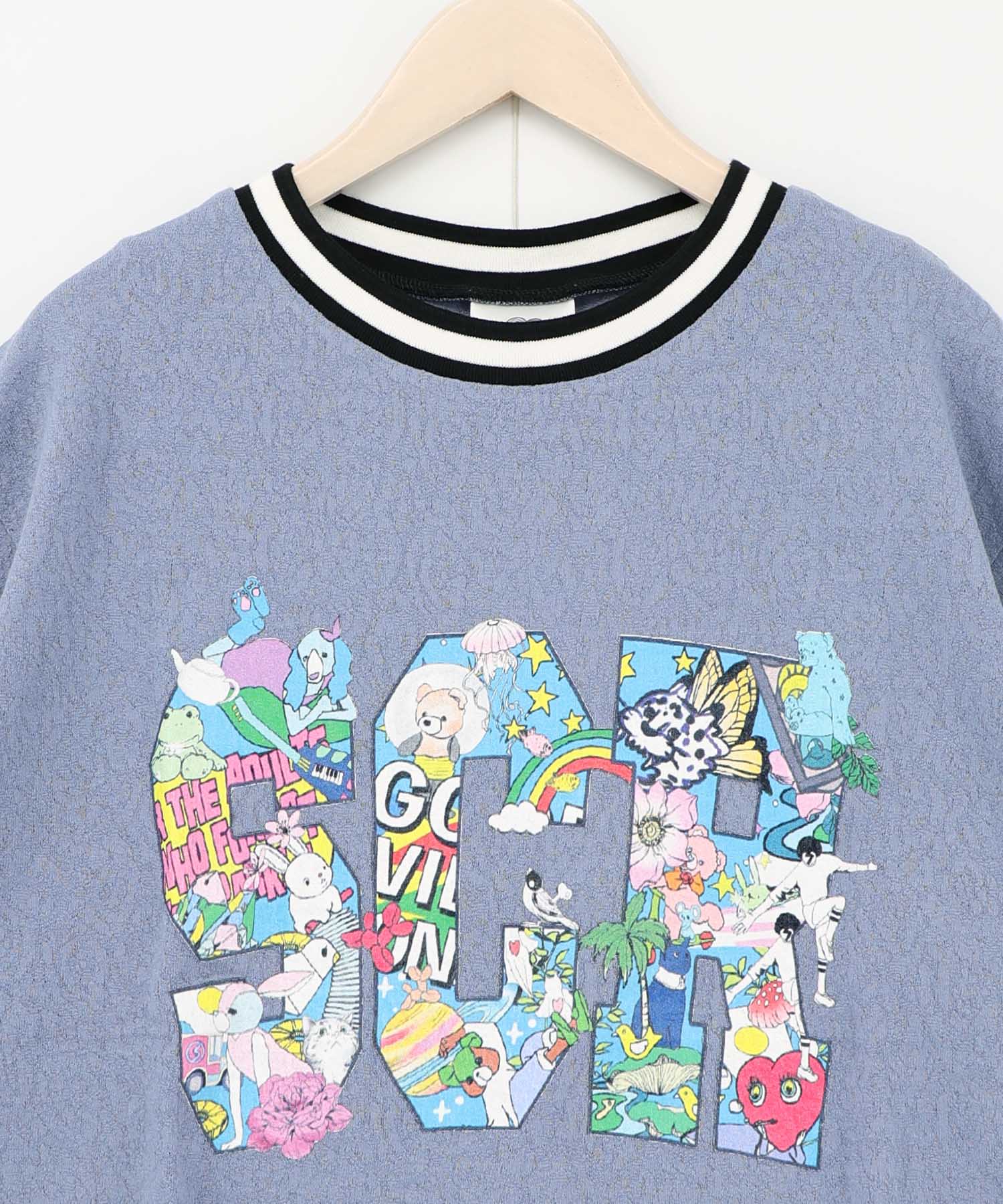 161648：カラフルポップ柄ローズジャガードTシャツの通販-ScoLar