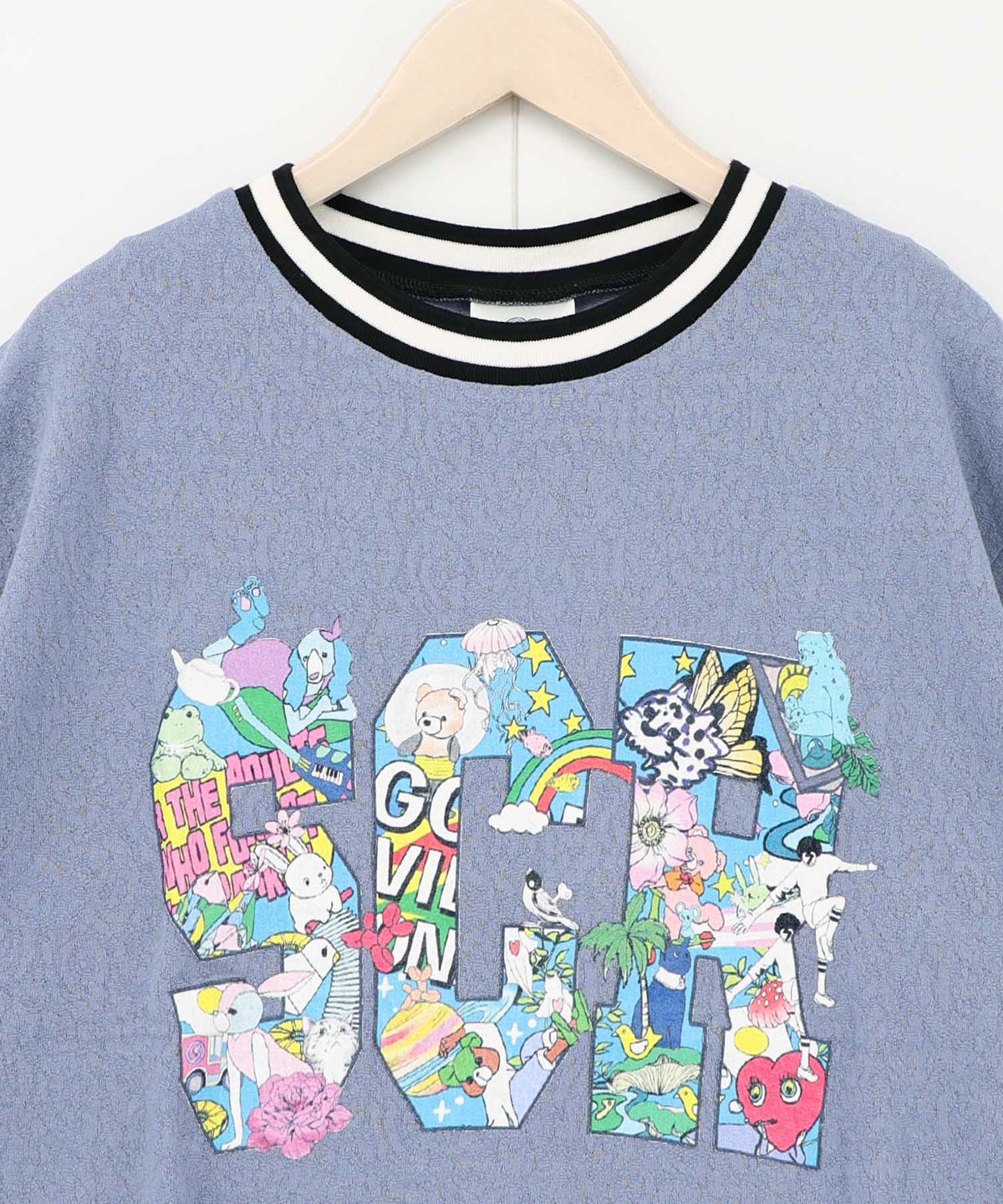 カラフルポップ柄ローズジャガードTシャツ-14