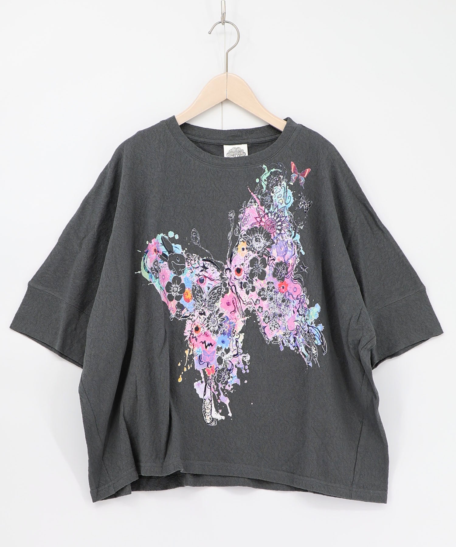 161647：水彩タッチ花蝶プリントTシャツの通販-ScoLar