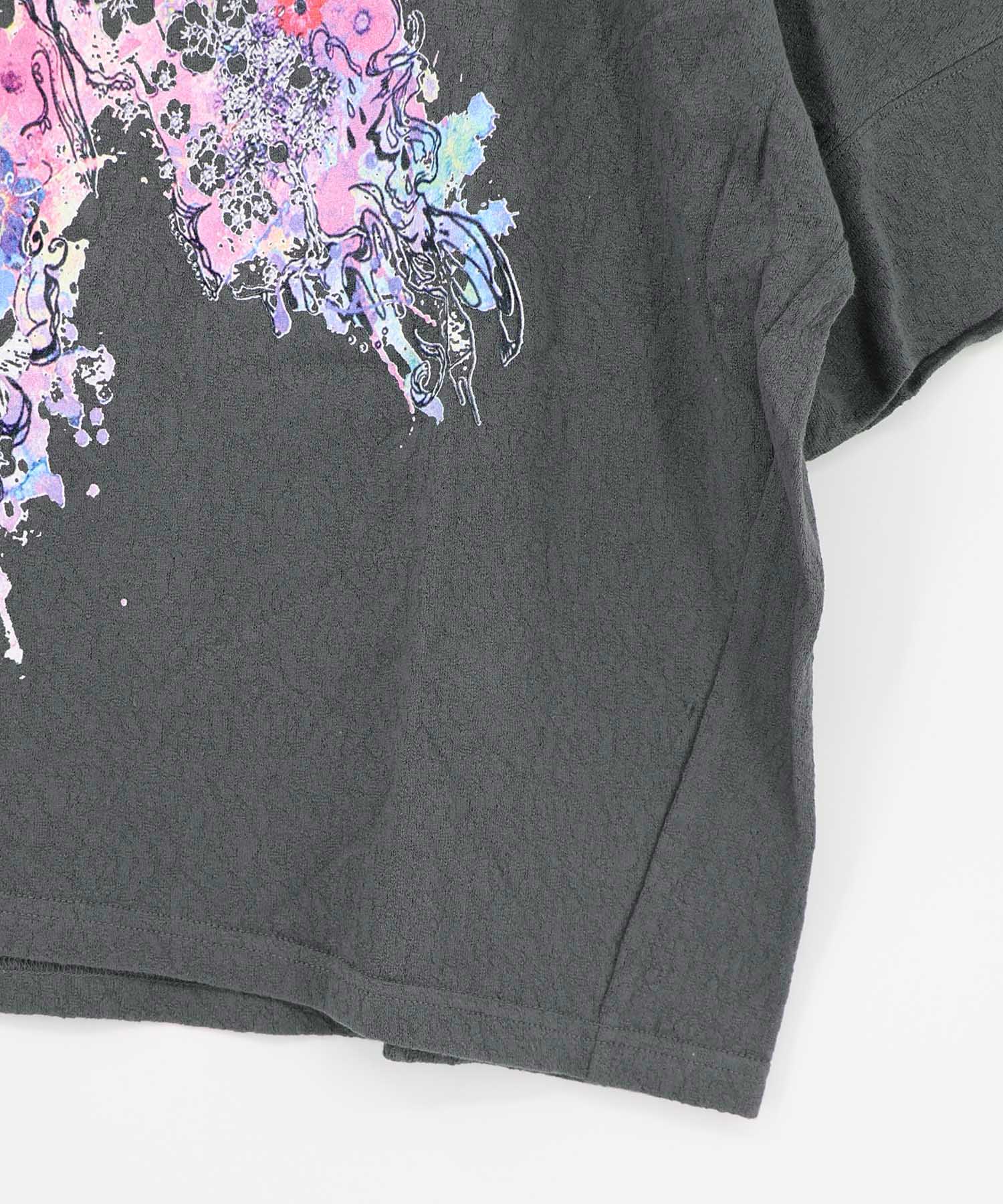 スカラー　scolar 161647：水彩タッチ花蝶プリントTシャツ 161647：水彩タッチ花蝶プリントTシャツの通販-ScoLar