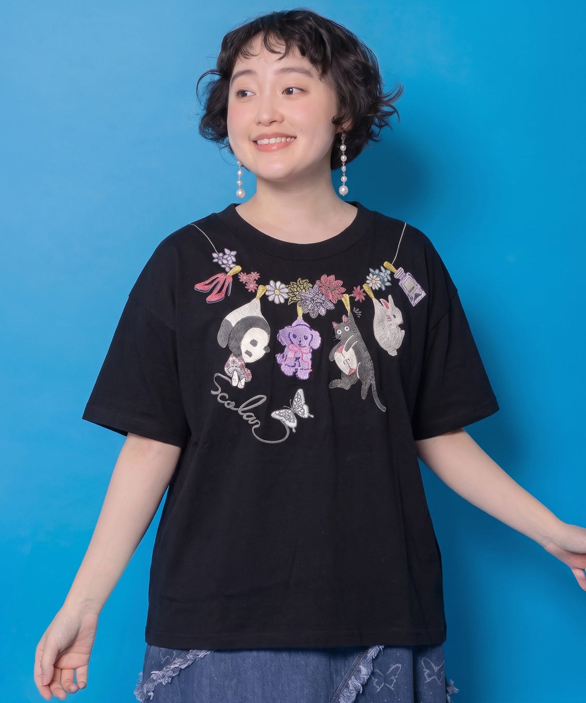 天日干しアニマルぬい刺繍Tシャツ-1