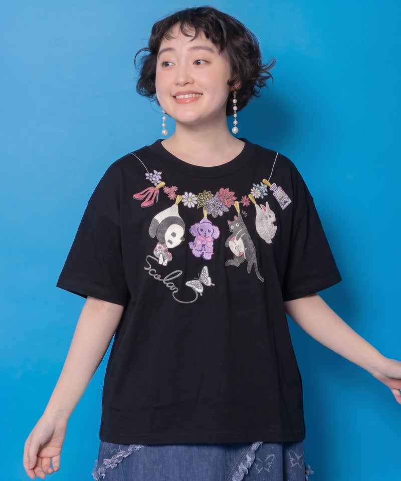 天日干しアニマルぬい刺繍Tシャツ-1