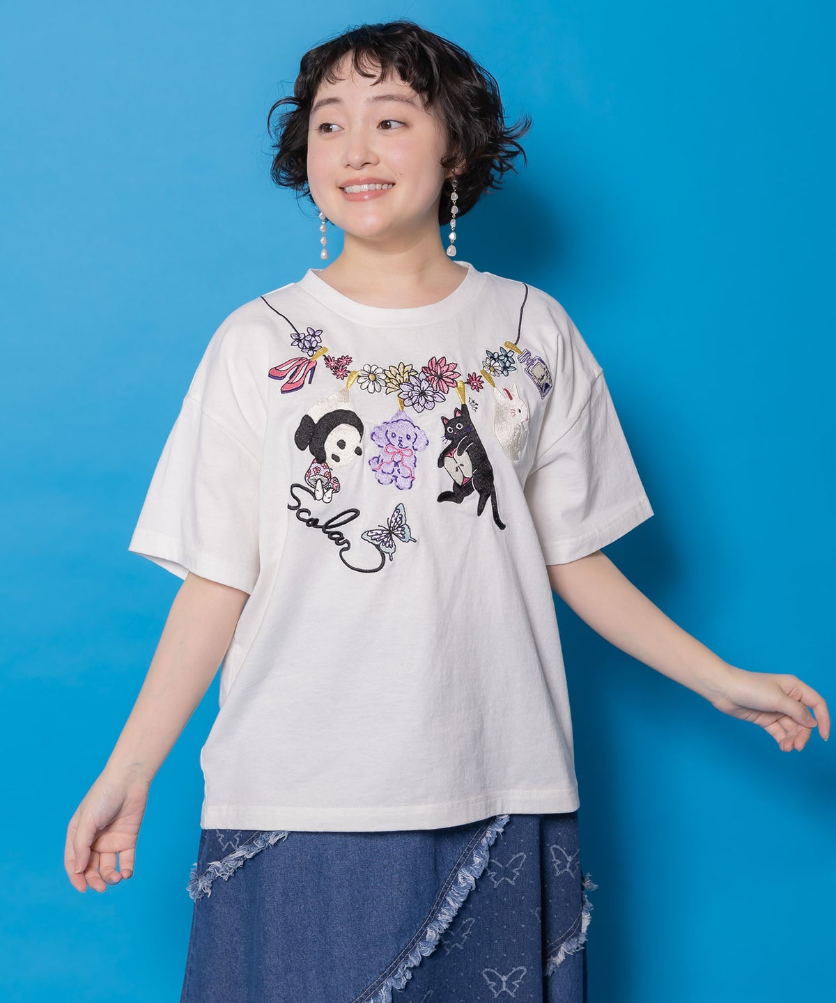 天日干しアニマルぬい刺繍Tシャツ-2