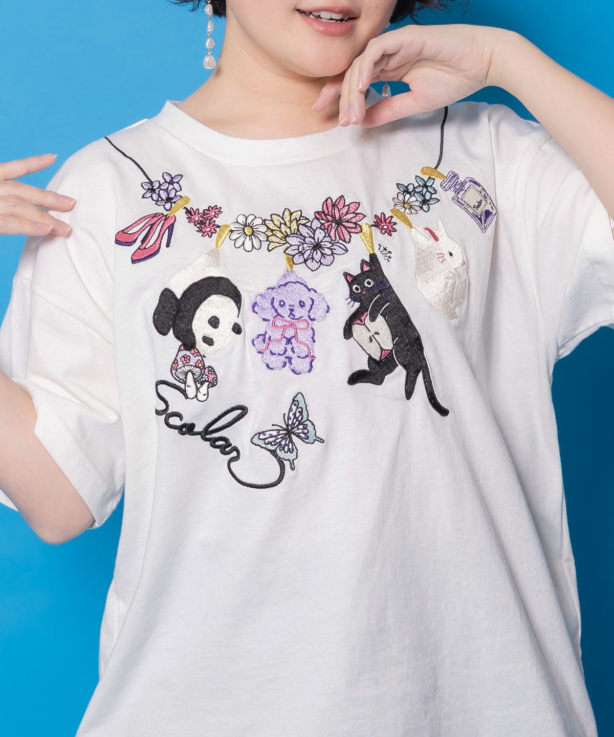 天日干しアニマルぬい刺繍Tシャツ-5