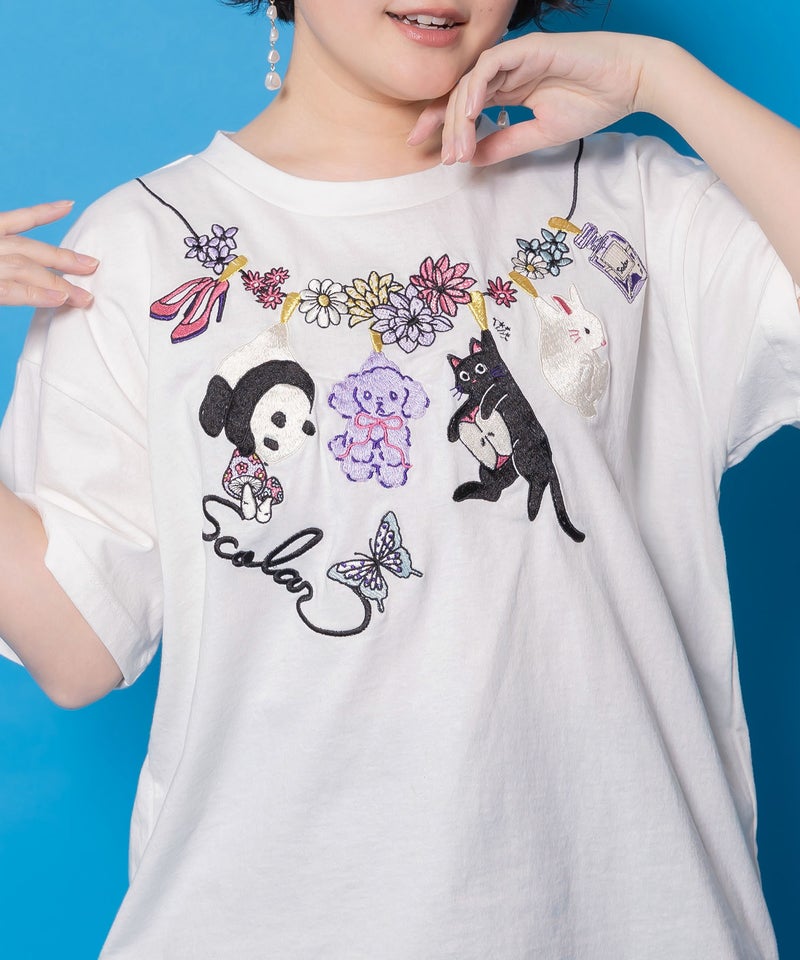 天日干しアニマルぬい刺繍Tシャツ-5