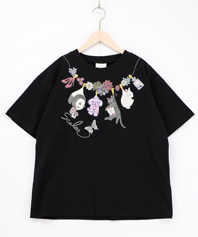 天日干しアニマルぬい刺繍Tシャツ-11