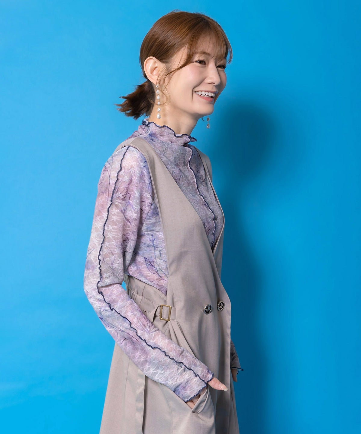 マーブル風花蝶刺繍チュールレースインナー-3