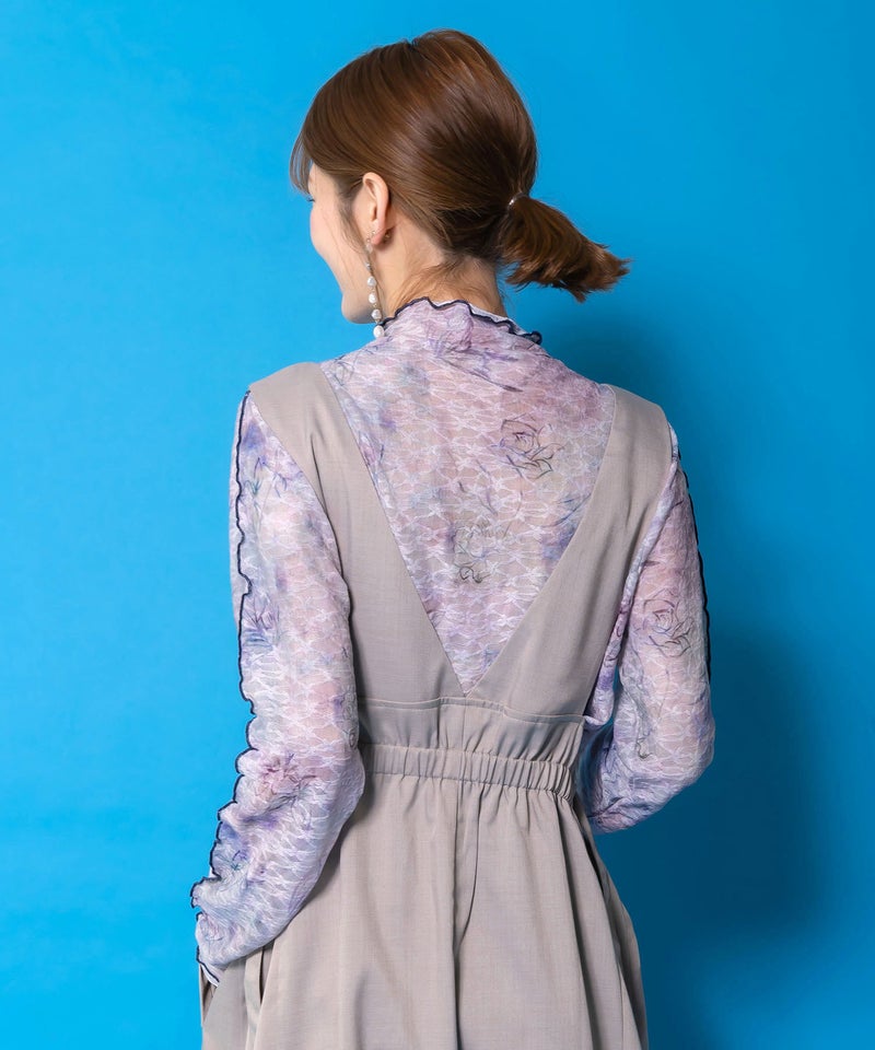 マーブル風花蝶刺繍チュールレースインナー-4