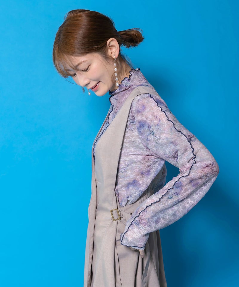 マーブル風花蝶刺繍チュールレースインナー-5