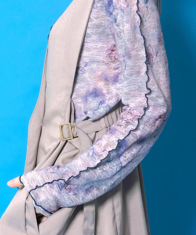 マーブル風花蝶刺繍チュールレースインナー-7