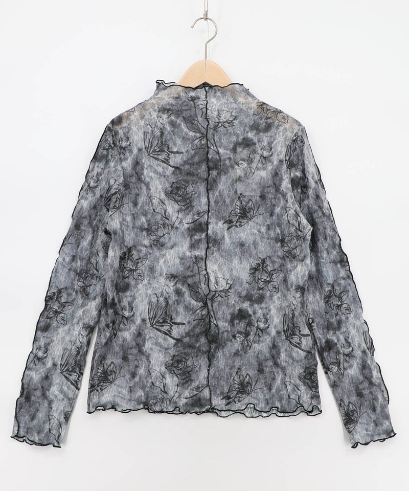 マーブル風花蝶刺繍チュールレースインナー-8