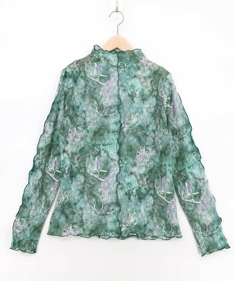 マーブル風花蝶刺繍チュールレースインナー-12