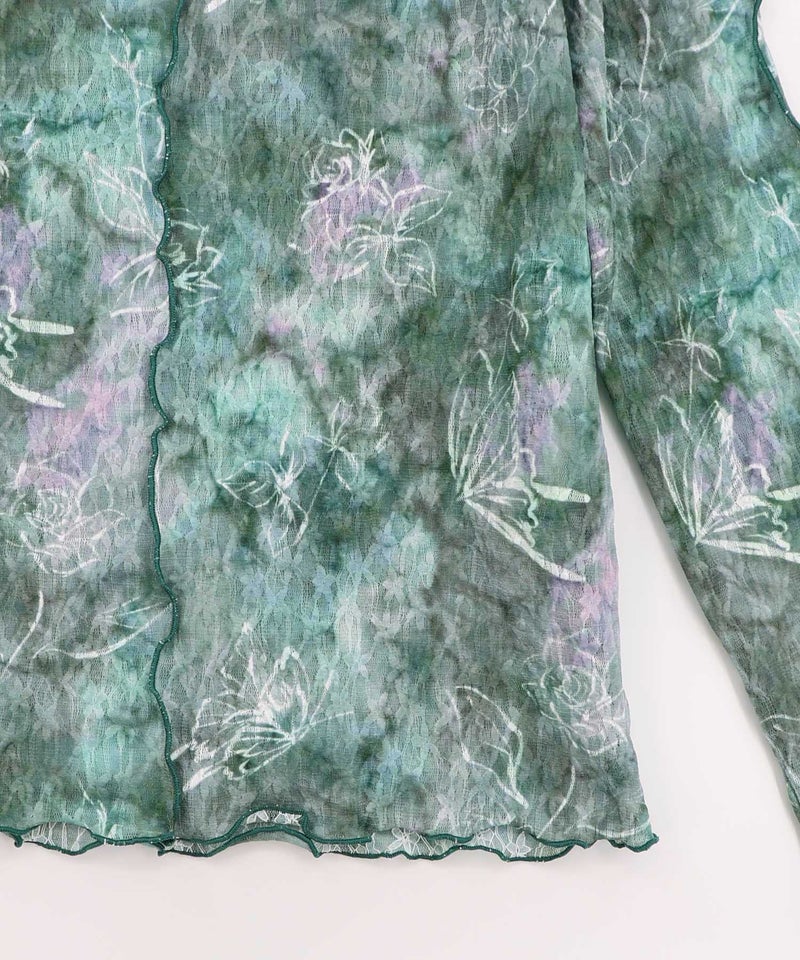 マーブル風花蝶刺繍チュールレースインナー-16