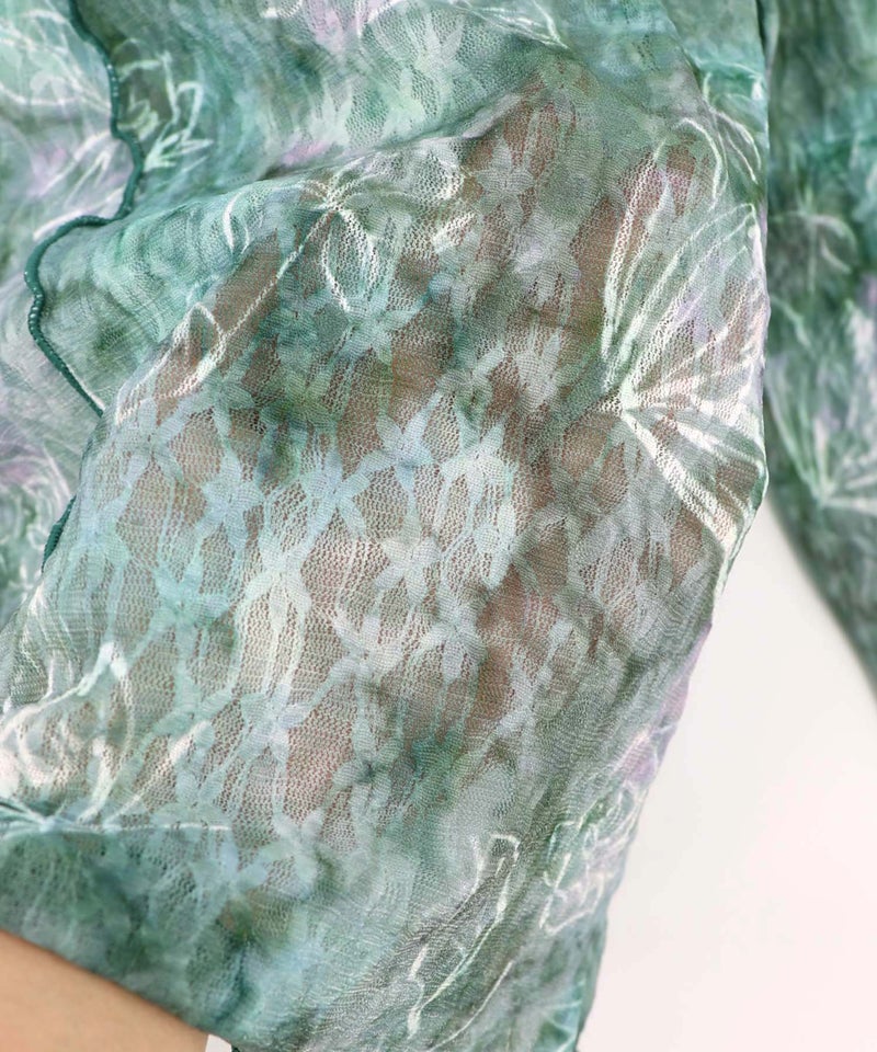 マーブル風花蝶刺繍チュールレースインナー-18