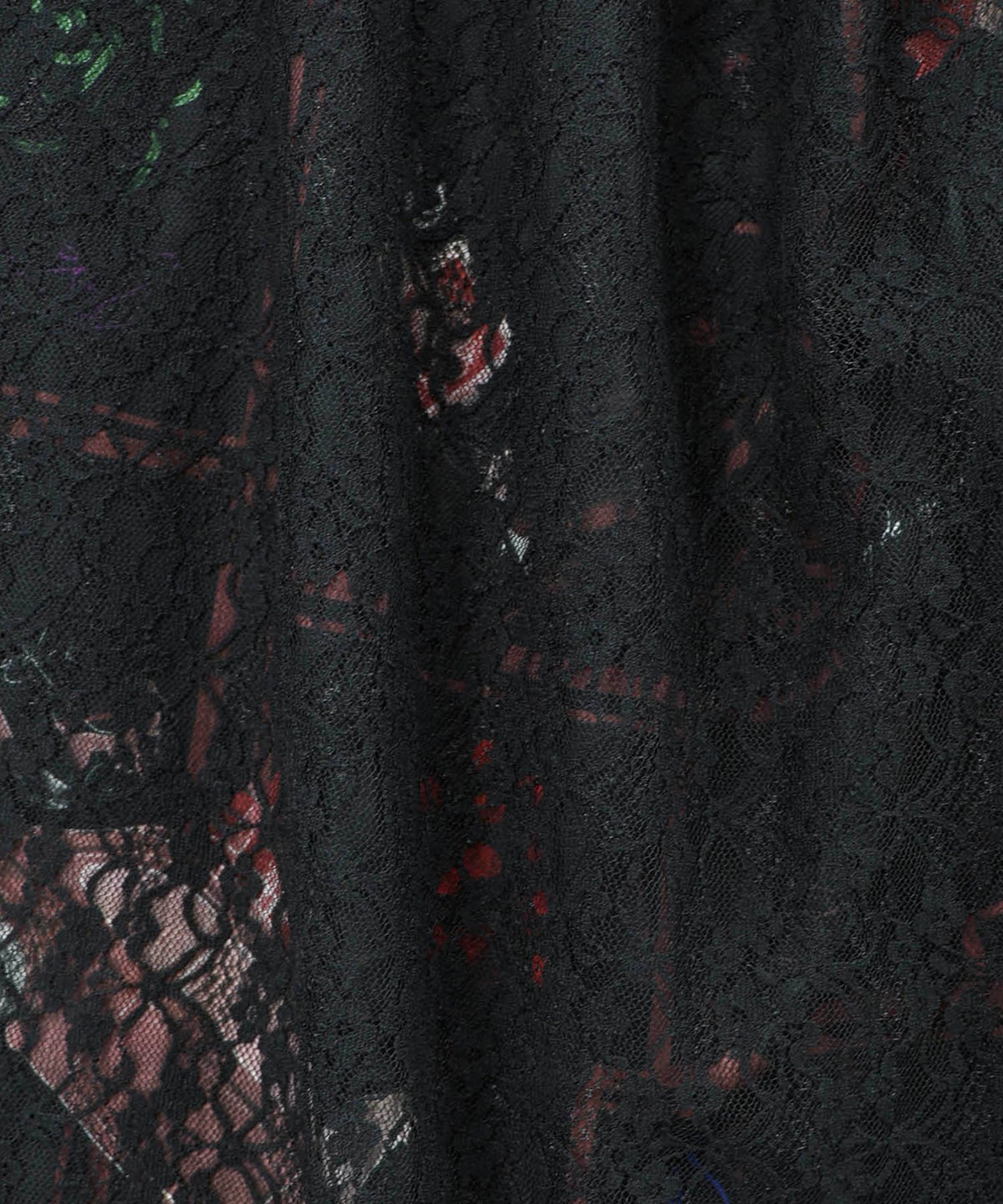 スリット入り刺繍レース重ね アンティーク柄パンツ-17