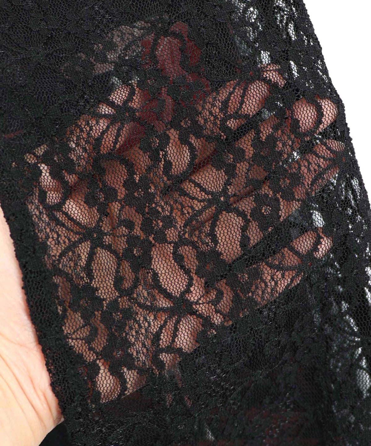 スリット入り刺繍レース重ね アンティーク柄パンツ-18