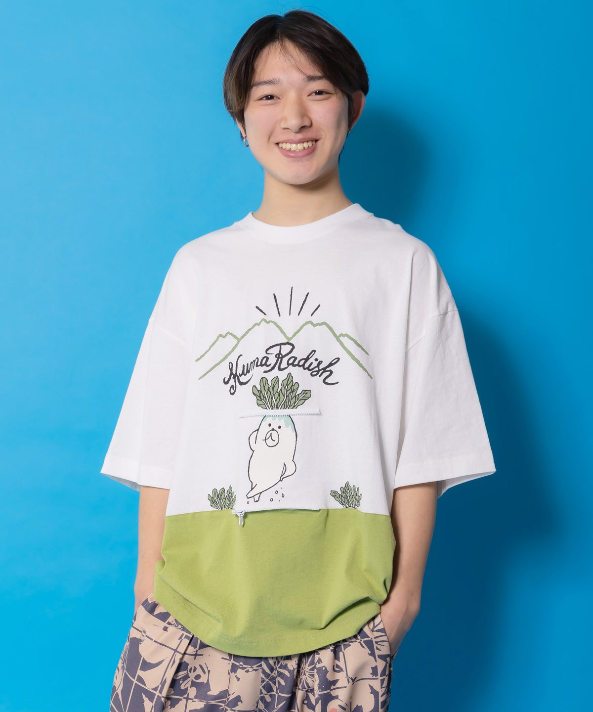 山からクマ大根Tシャツ-3