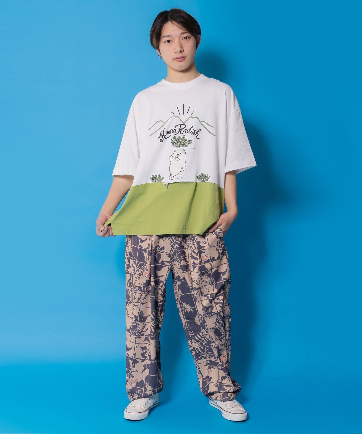 山からクマ大根Tシャツ-4