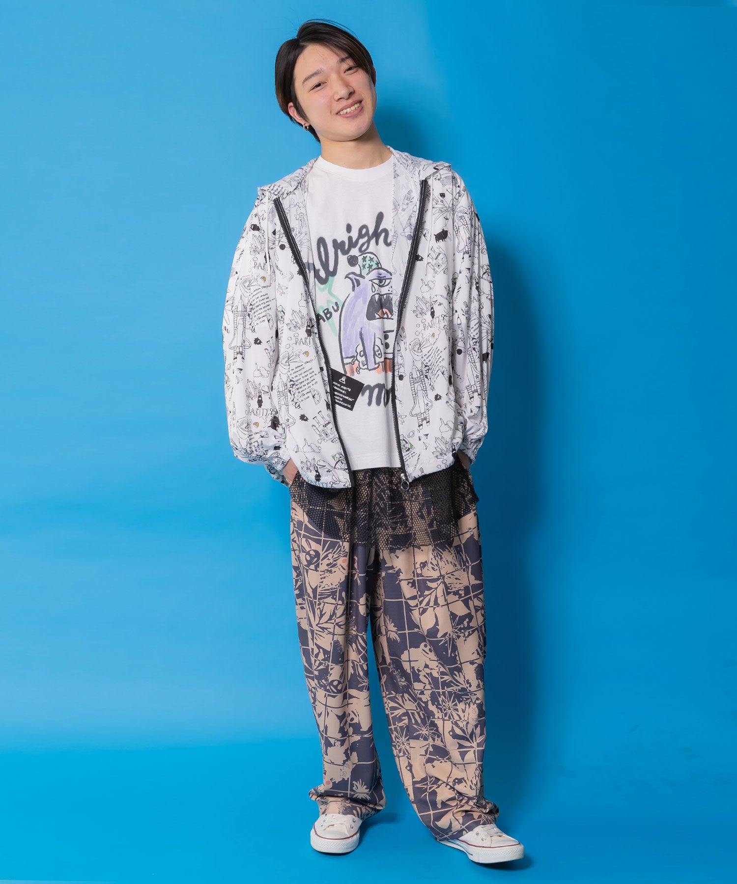 361118：夜更かしガブ 裾メッシュ切替Tシャツの通販-ScoLar