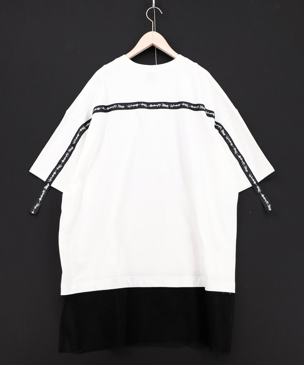 夜更かしガブ 裾メッシュ切替Tシャツ-10