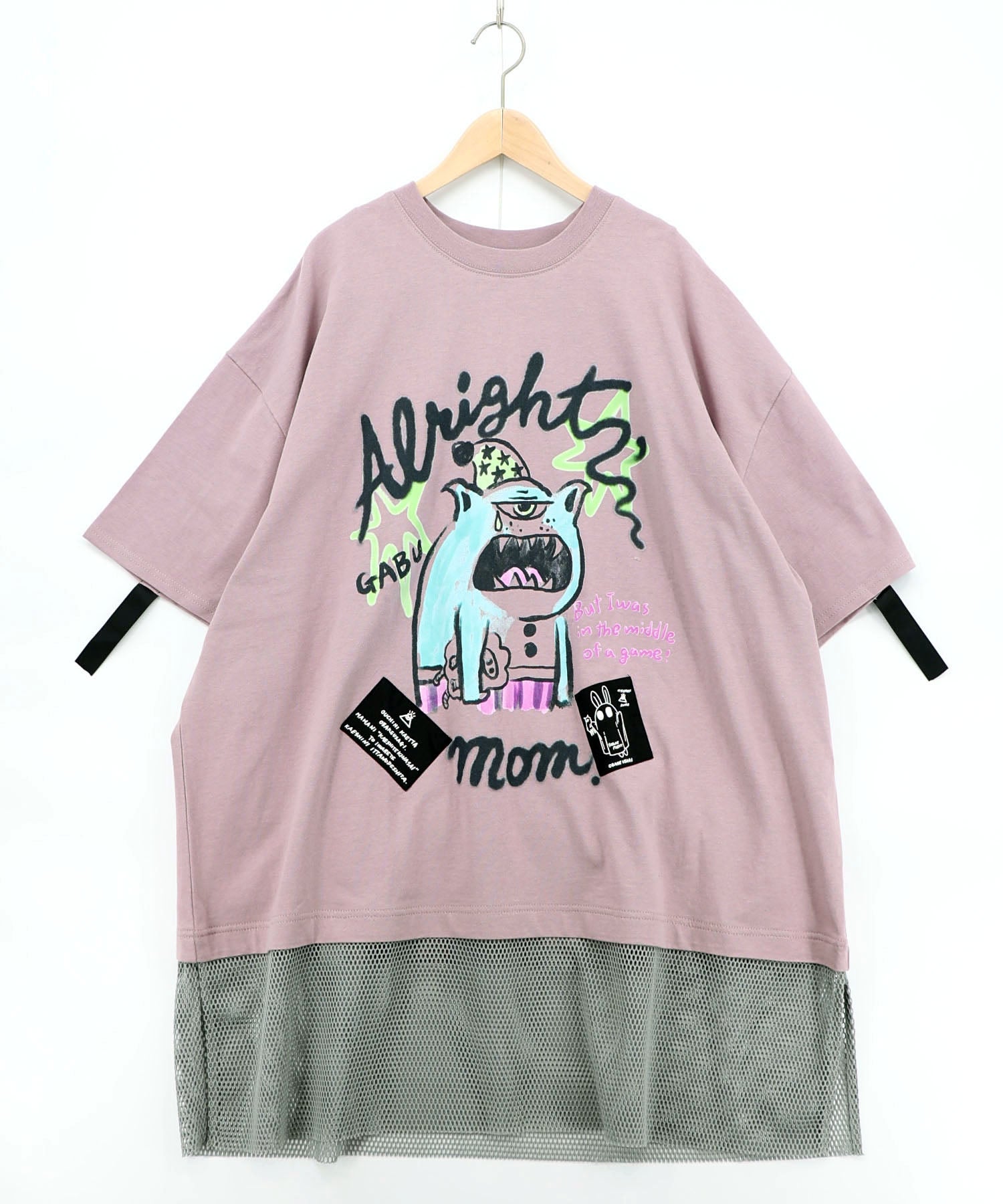 ScoLar Parity 夜更かしガブ 裾メッシュ切替Tシャツ 361118：夜更かしガブ 裾メッシュ切替Tシャツの通販-ScoLar
