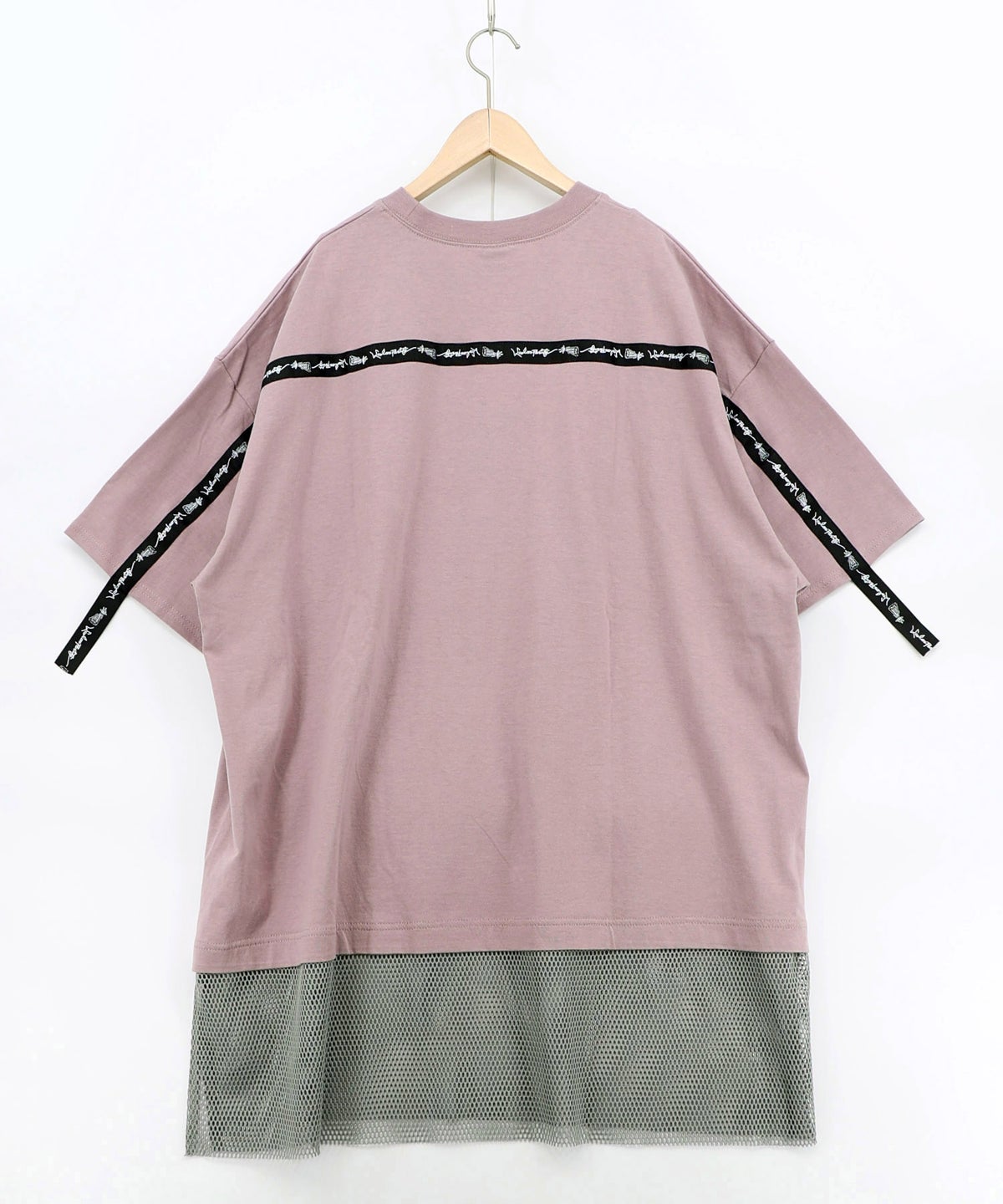 夜更かしガブ 裾メッシュ切替Tシャツ-16