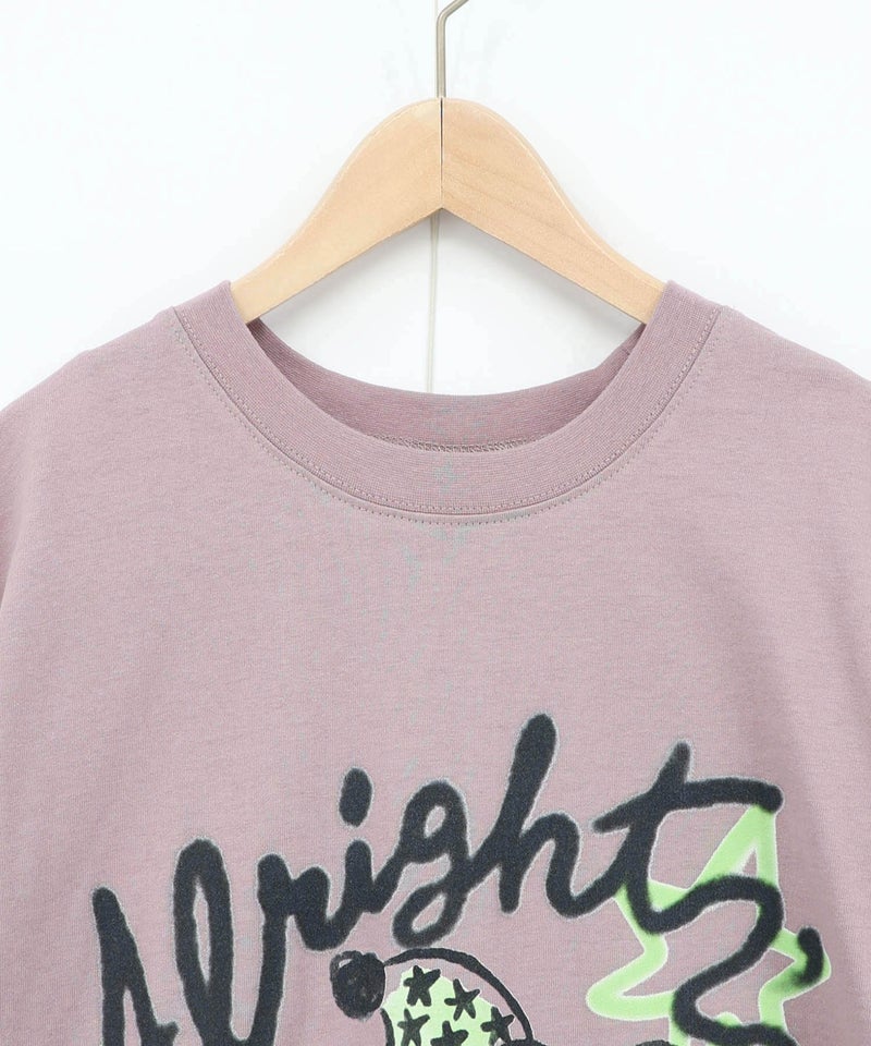 夜更かしガブ 裾メッシュ切替Tシャツ-18