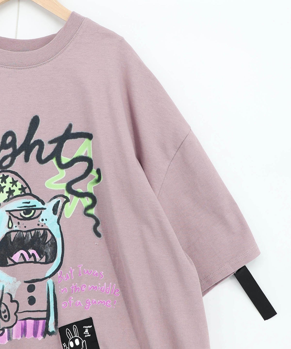 夜更かしガブ 裾メッシュ切替Tシャツ-19