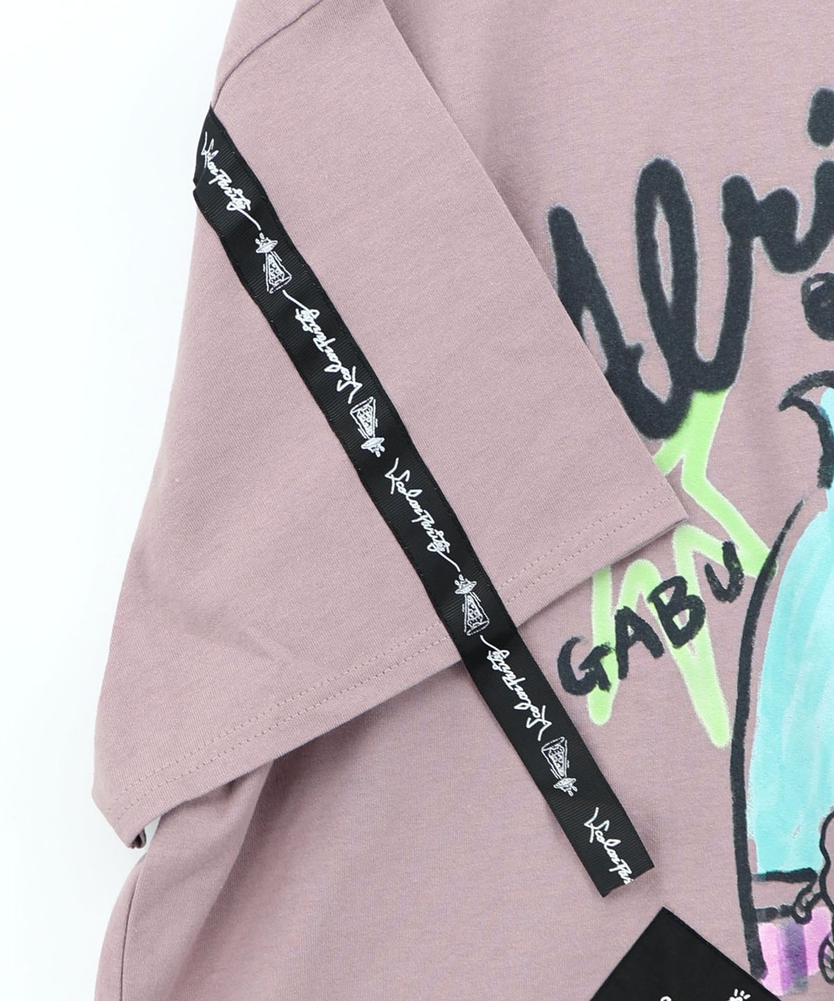 夜更かしガブ 裾メッシュ切替Tシャツ-20