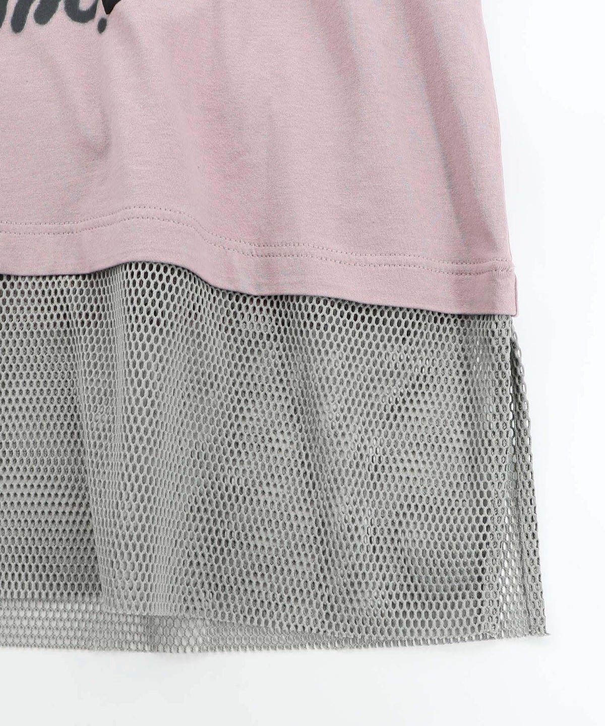 夜更かしガブ 裾メッシュ切替Tシャツ-22