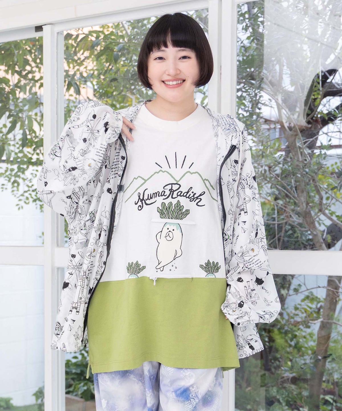 Parity×恐竜in宇宙柄 軽量パーカー-3