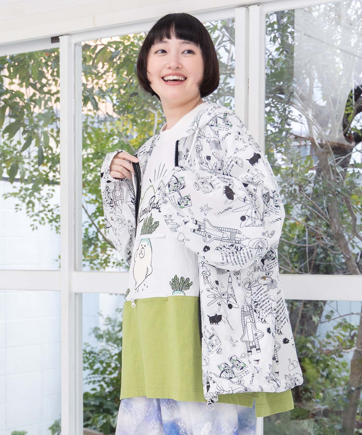 Parity×恐竜in宇宙柄 軽量パーカー-4