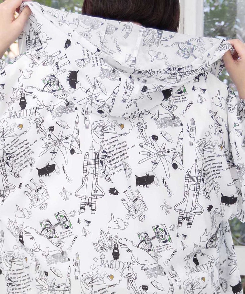 Parity×恐竜in宇宙柄 軽量パーカー-7