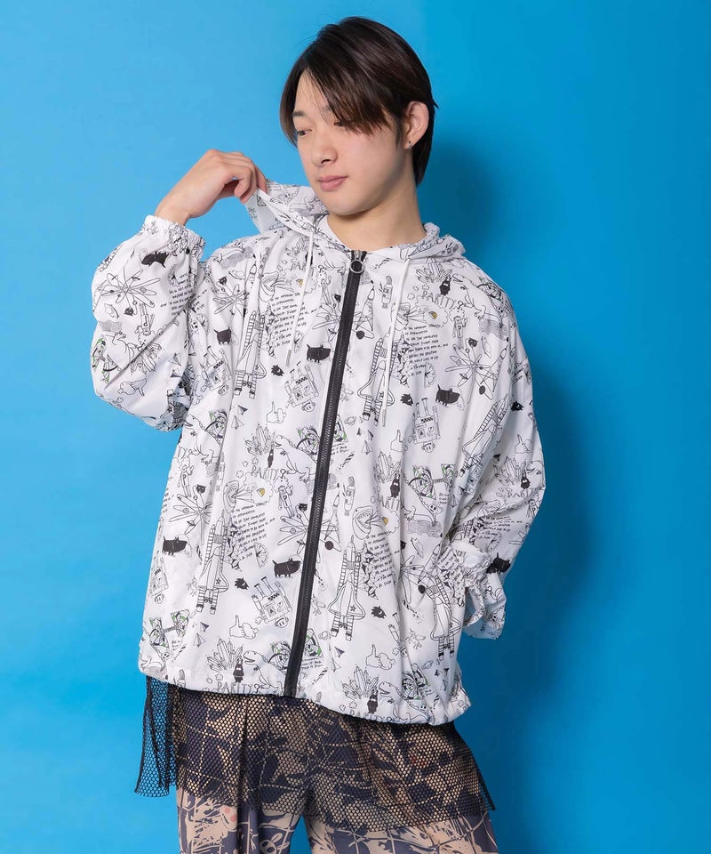 Parity×恐竜in宇宙柄 軽量パーカー-8
