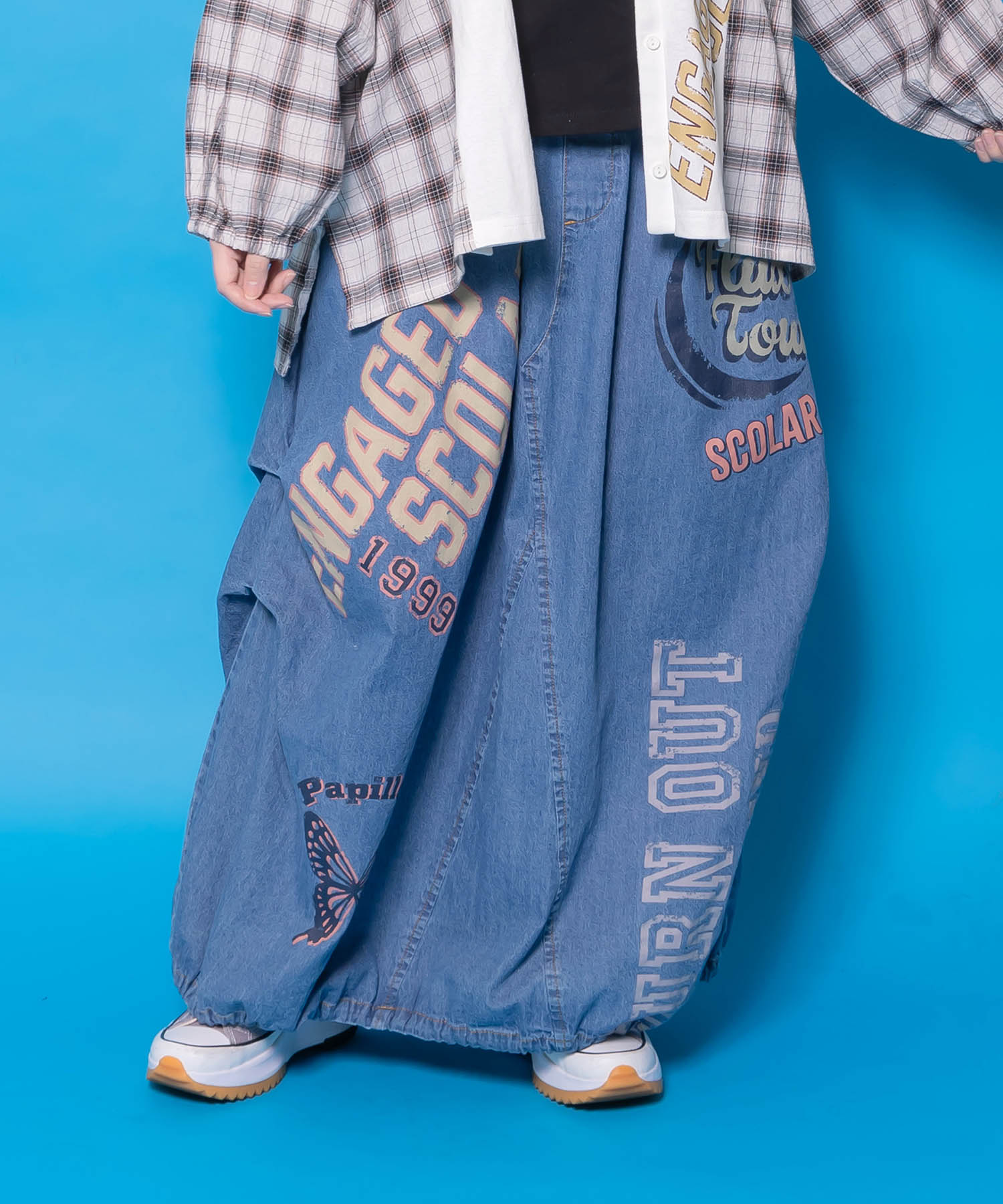 161667：ベルトアジャスター付きバルーンデニムスカートの通販-ScoLar