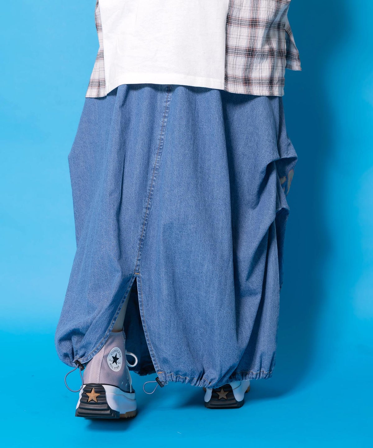 ベルトアジャスター付きバルーンデニムパンツ-6