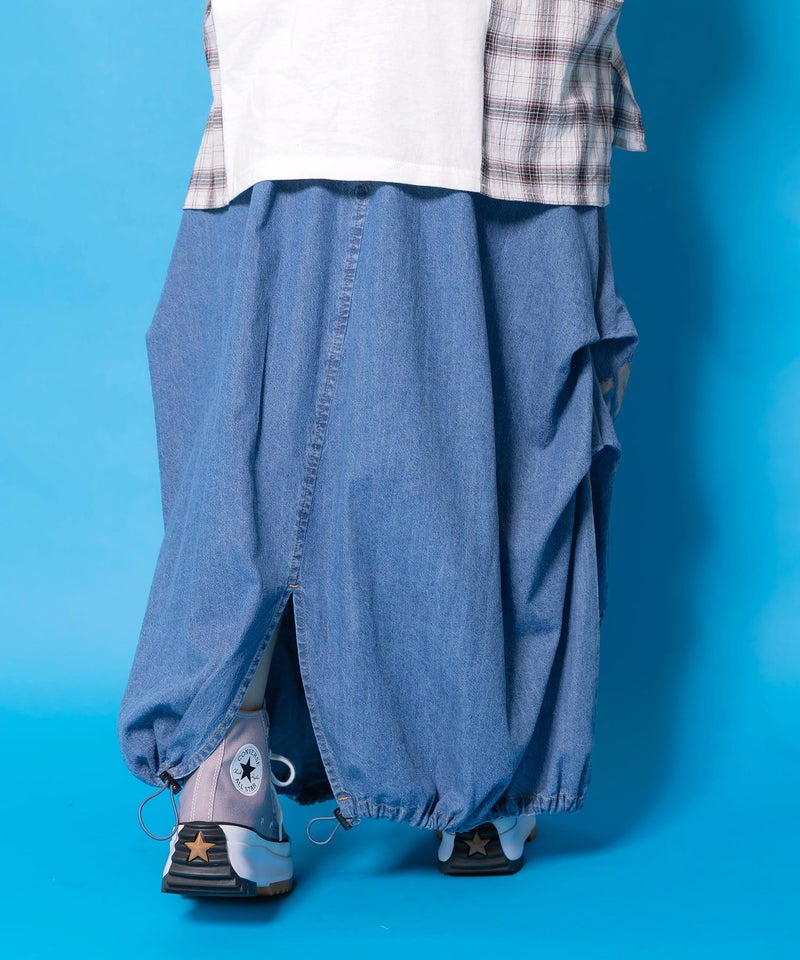 ベルトアジャスター付きバルーンデニムパンツ-6