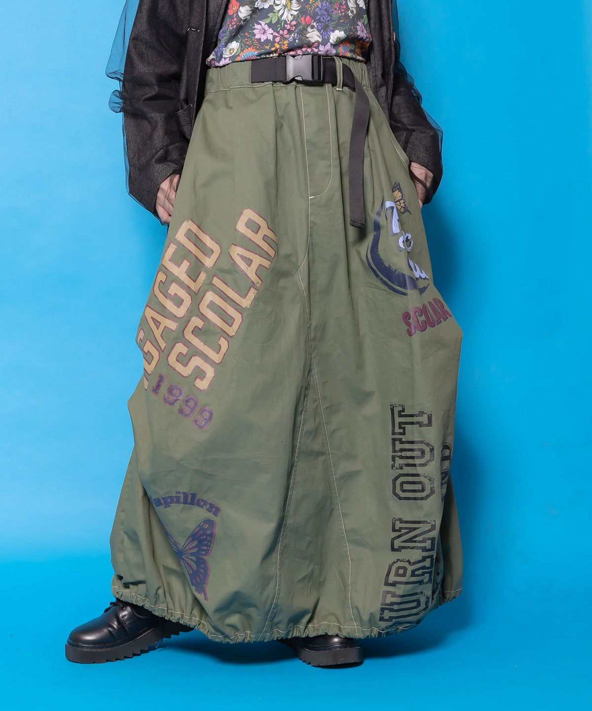 ベルトアジャスター付きバルーンデニムパンツ-9