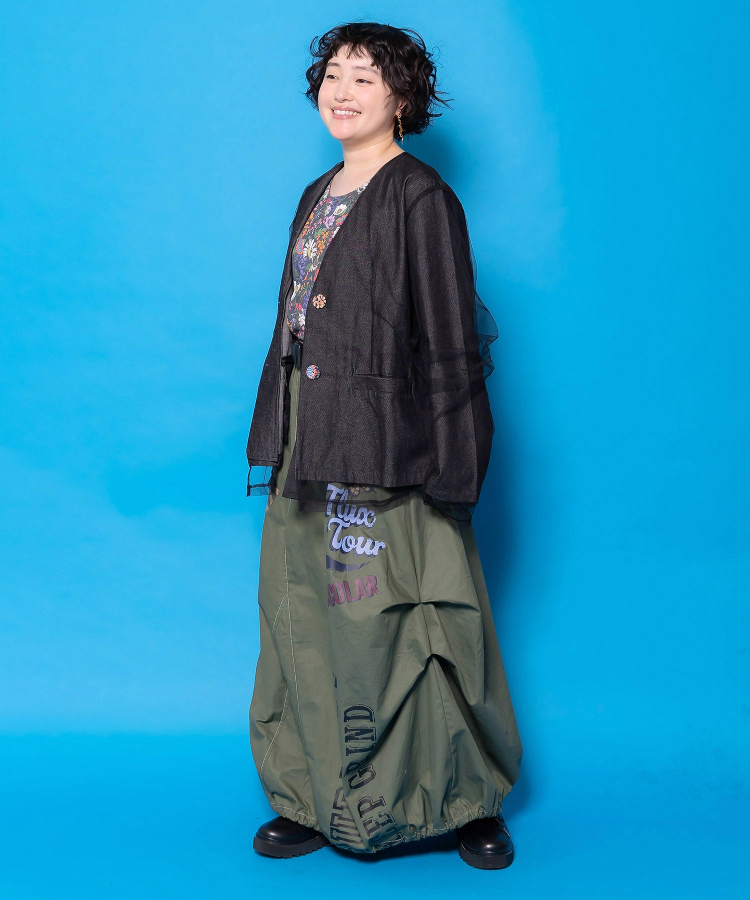 161667：ベルトアジャスター付きバルーンデニムスカートの通販-ScoLar