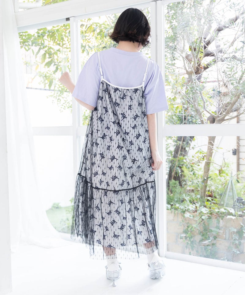 総柄ベロア×ストライプ柄チュールキャミワンピ-11