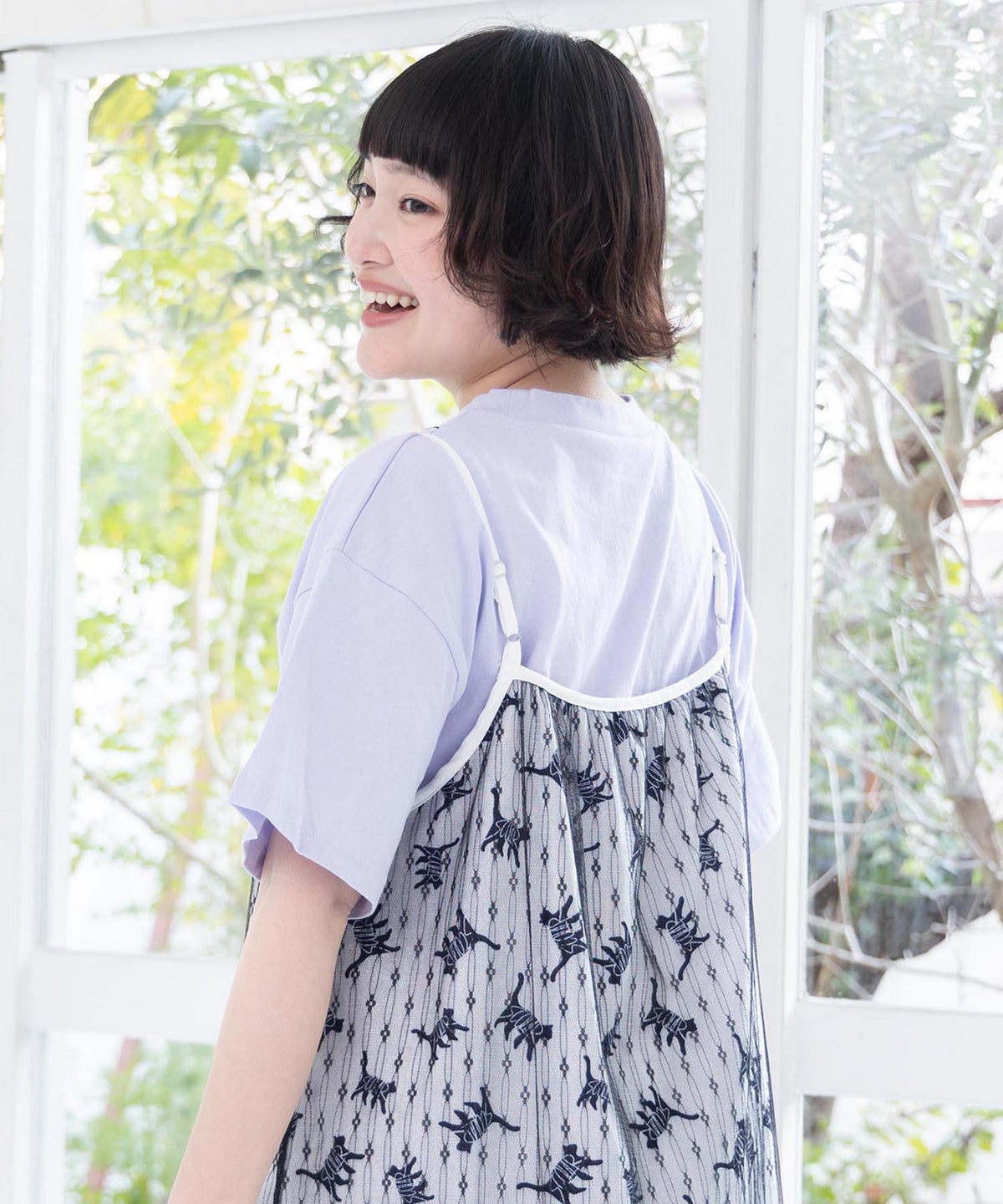 総柄ベロア×ストライプ柄チュールキャミワンピ-14