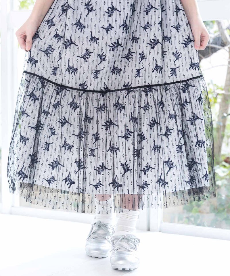 総柄ベロア×ストライプ柄チュールキャミワンピ-15