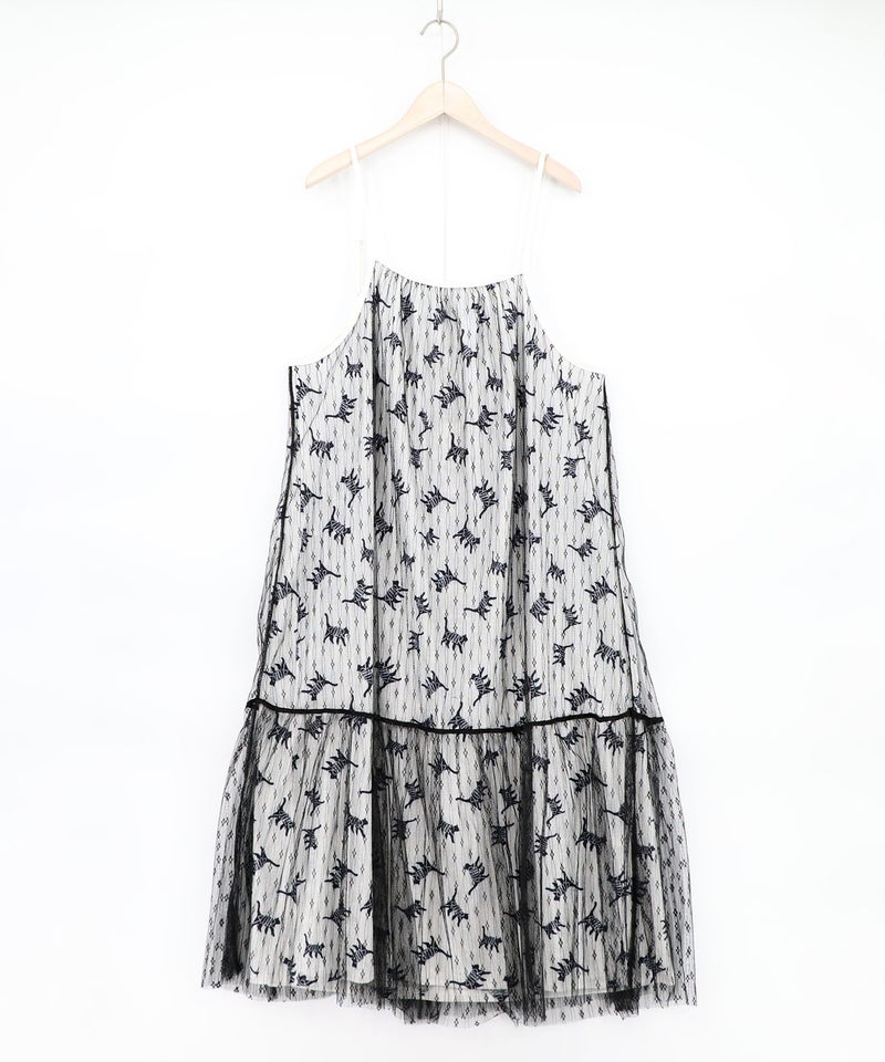 総柄ベロア×ストライプ柄チュールキャミワンピ-16