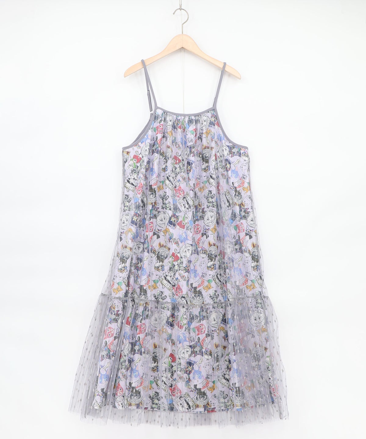 総柄ベロア×ストライプ柄チュールキャミワンピ-22