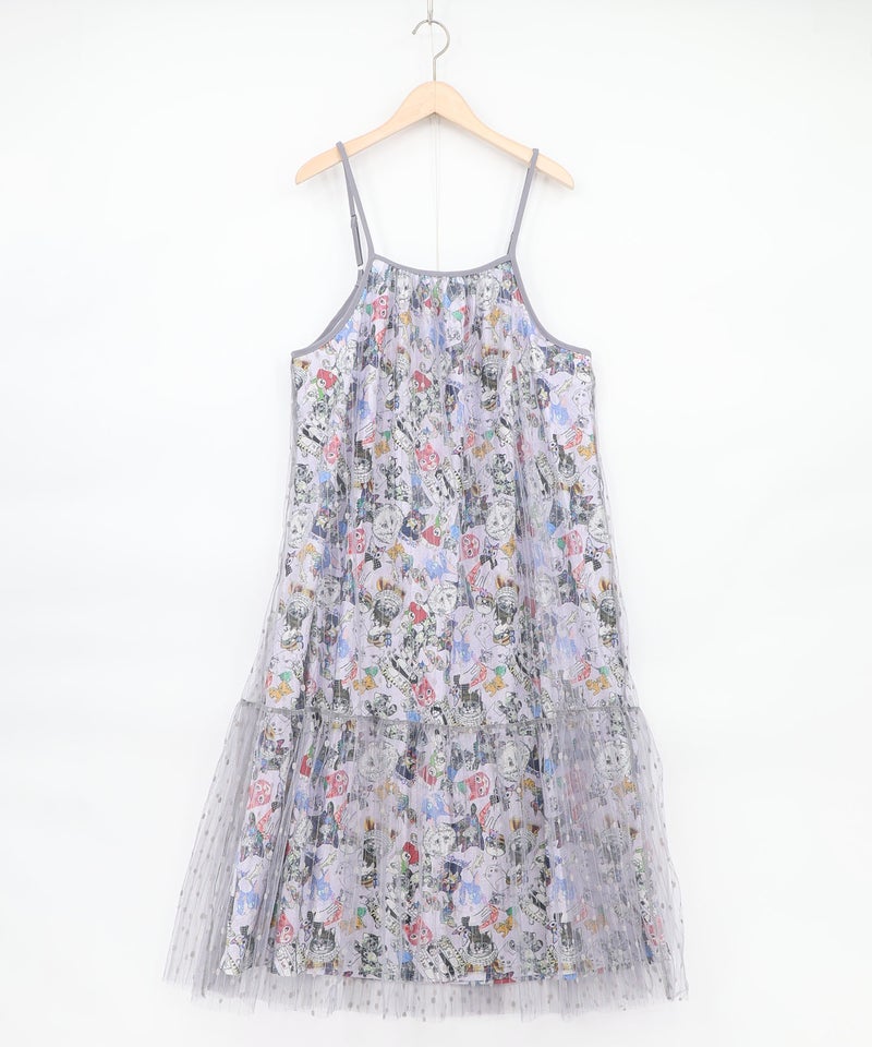 総柄ベロア×ストライプ柄チュールキャミワンピ-22