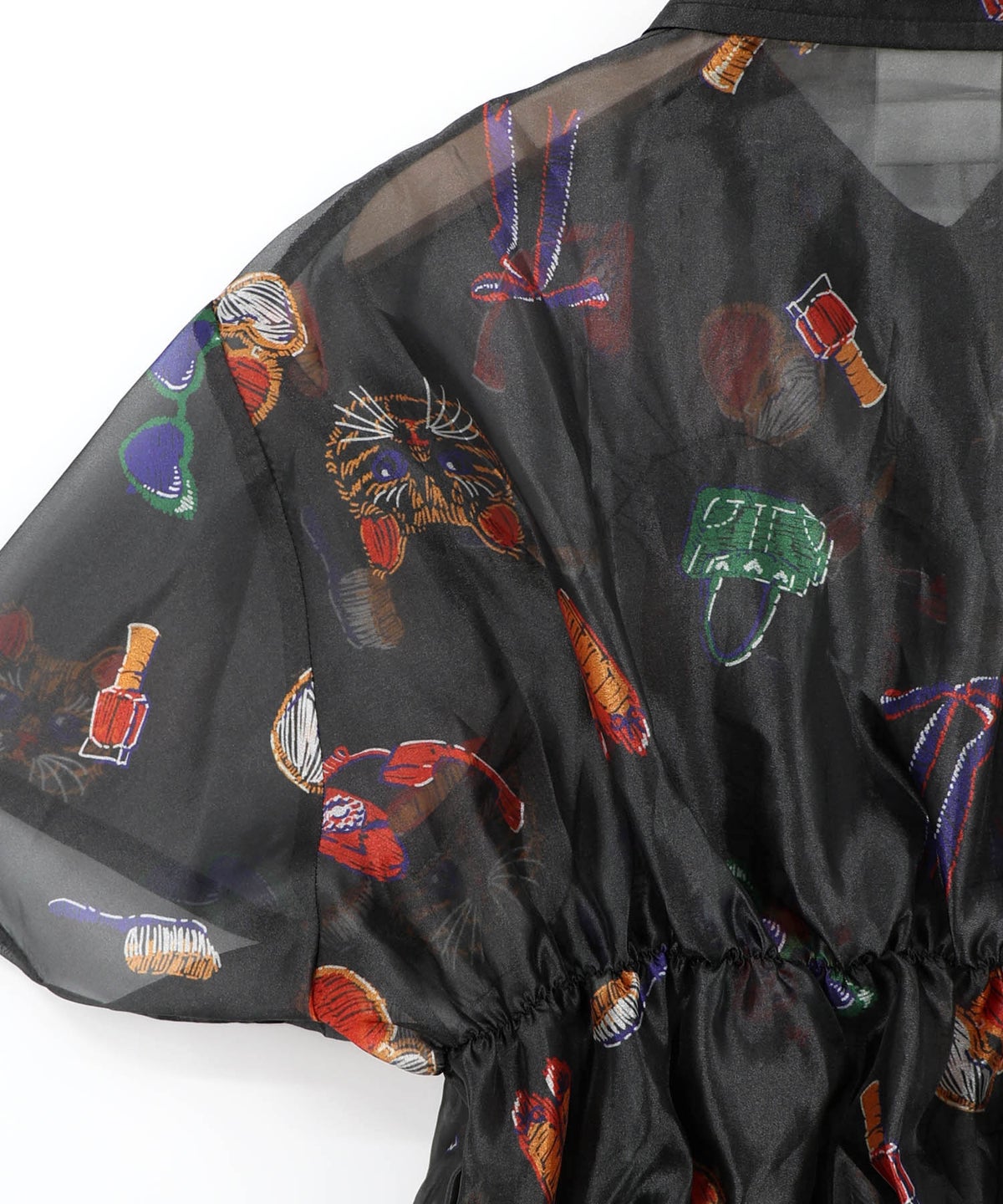 おしゃれネコちゃん柄シアーシャツ-13