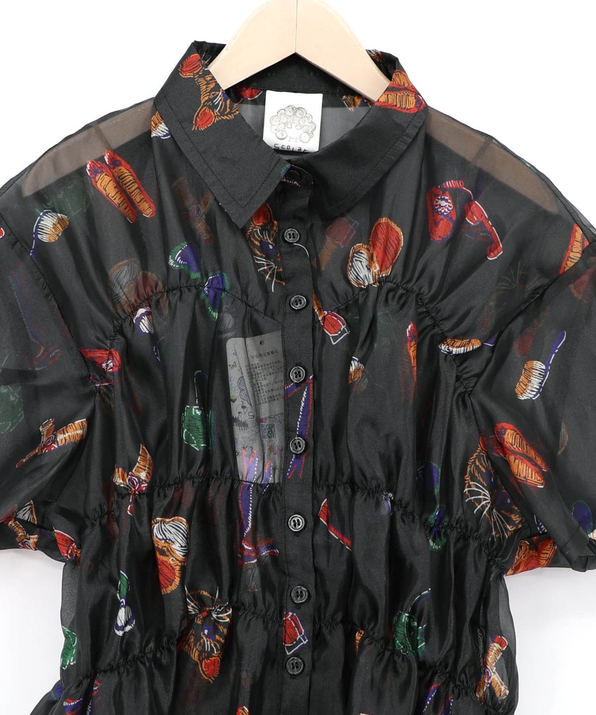 おしゃれネコちゃん柄シアーシャツ-14